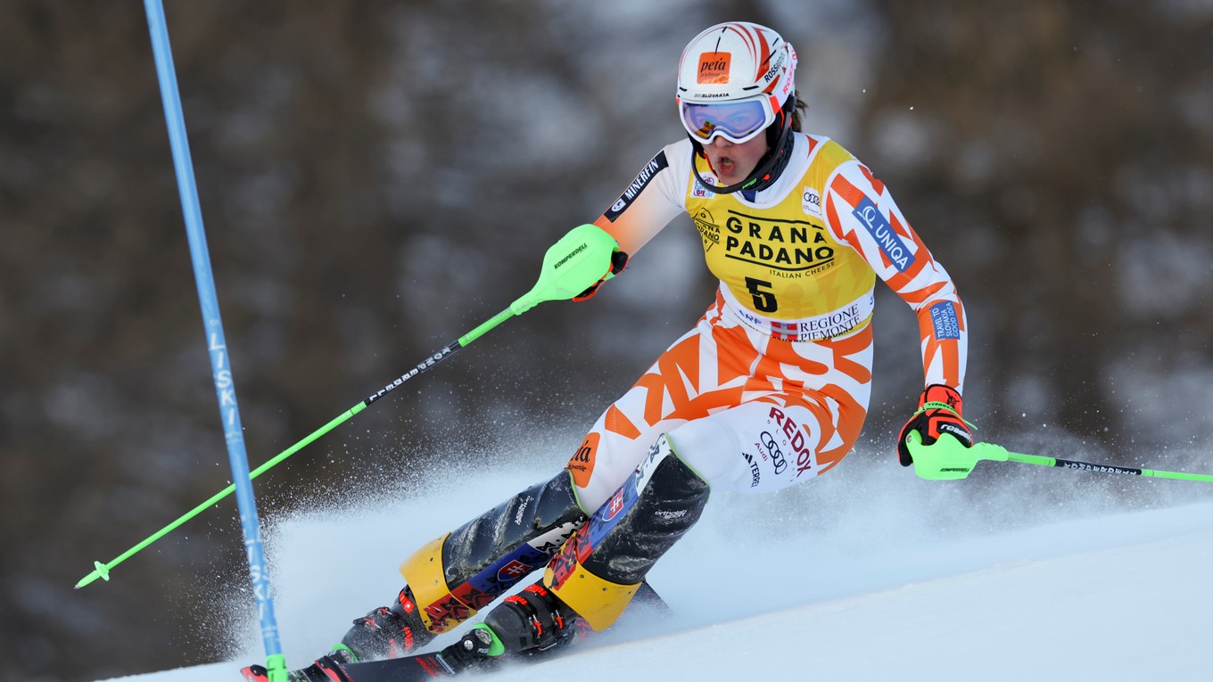 Petra Vlhová v 1. kole slalomu v Sestriere.