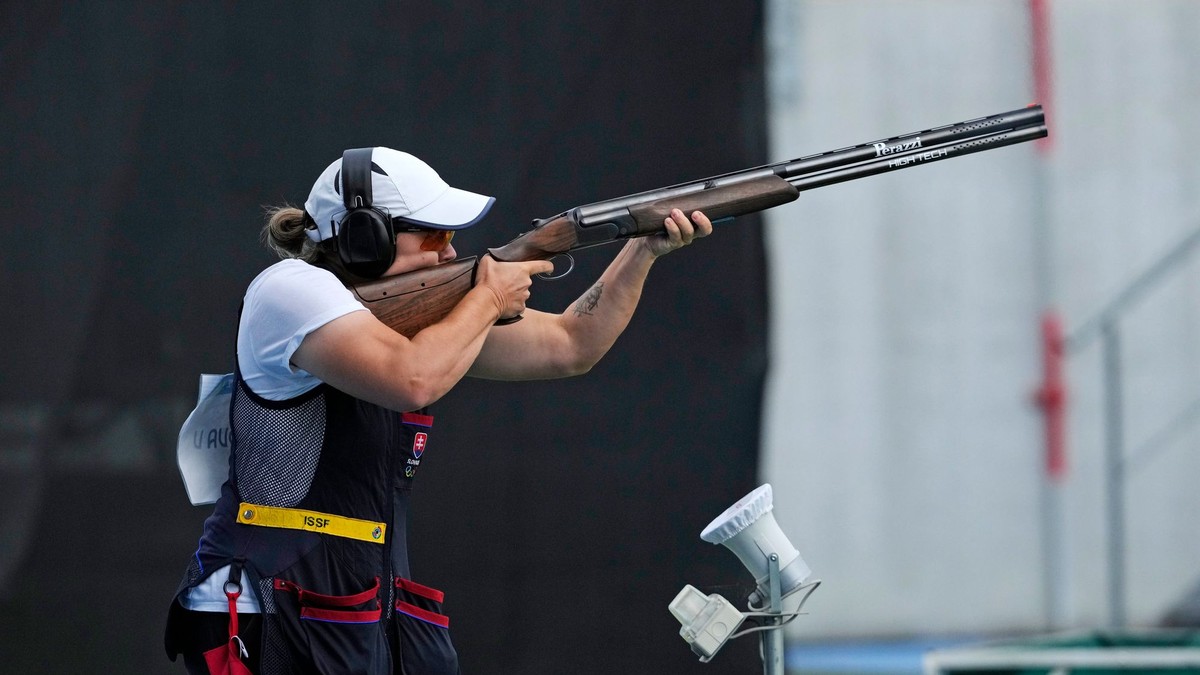 Vanesa Hocková počas kvalifikácie skeetu na OH 2024. 