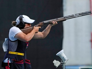 Vanesa Hocková počas kvalifikácie skeetu na OH 2024. 