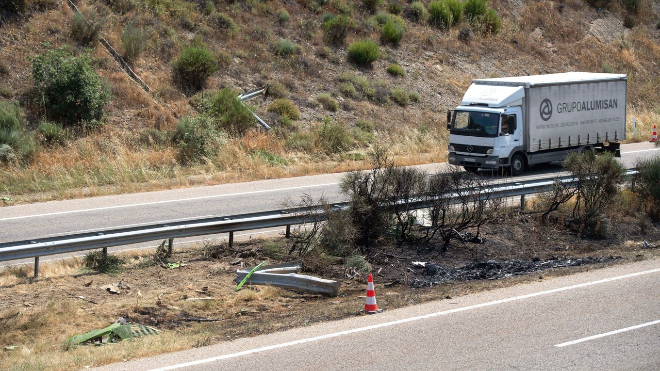 Miesto dopravnej nehody, pri ktorej zahynul Diogo Jota a jeho brat v španielskom meste Zamora.