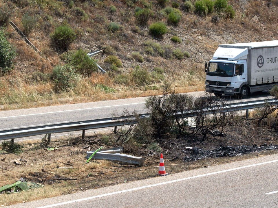 Miesto dopravnej nehody, pri ktorej zahynul Diogo Jota a jeho brat v španielskom meste Zamora.