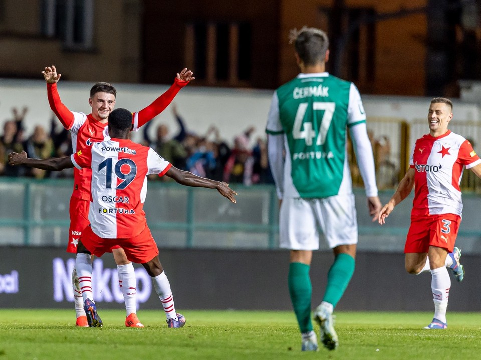 Momentka zo zápasu Bohemians Praha 1905 - SK Slavia Praha 0:4 v 10. kole českej Chance ligy.