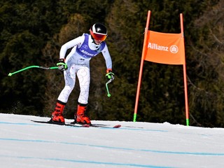 Slovenská paraalpská lyžiarka Alexandra Rexová na trati tréningovej jazdy na XIV. zimných paralympijských hrách v Cortine d'Ampezzo.