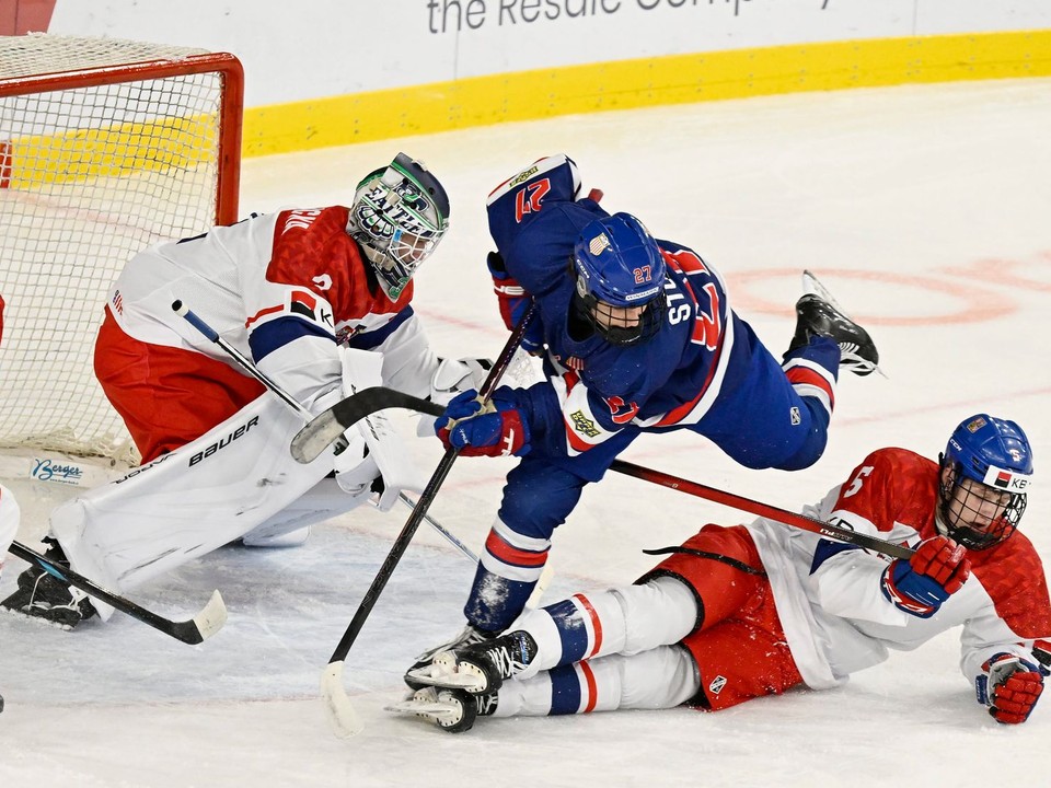 Fotka zo zápasu Česko U18 - USA U18.