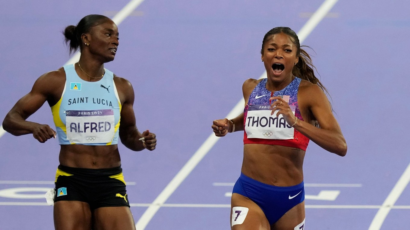 Julien Alfredová a Gabrielle Thomasová vo finále 200 m