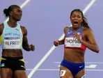 Julien Alfredová a Gabrielle Thomasová vo finále 200 m