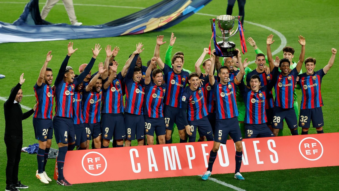 Barcelona po zisku titulu v La Lige. 