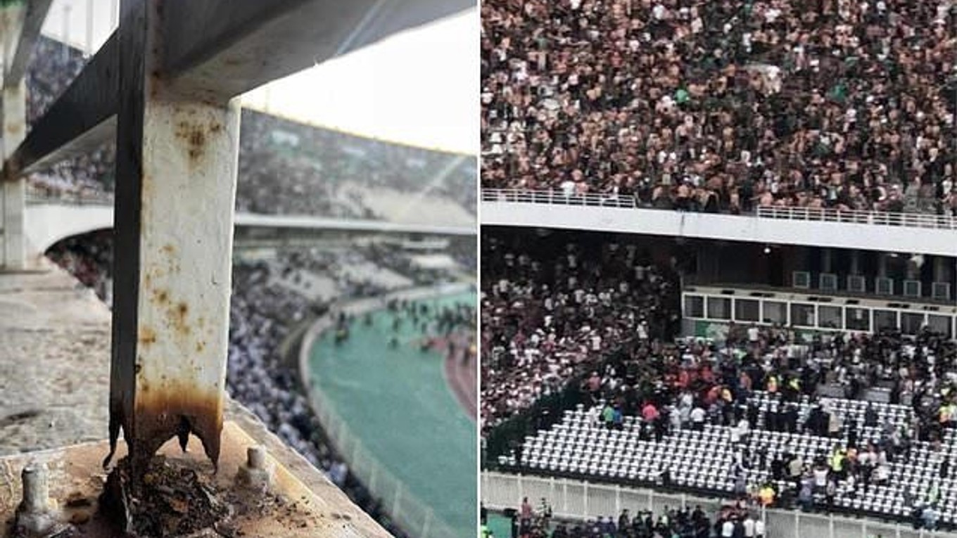 Pád tribúny v Alžírsku.