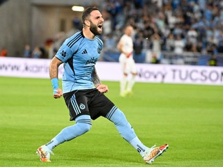 Na snímke Tigran Barseghjan (Slovan) sa raduje po strelení prvého gólu v stretnutí 2. predkola LM ŠK Slovan Bratislava - HŠK Zrinjski Mostar.