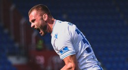 Erik Prekop sa teší po strelenom góle v drese FC Baník Ostrava.