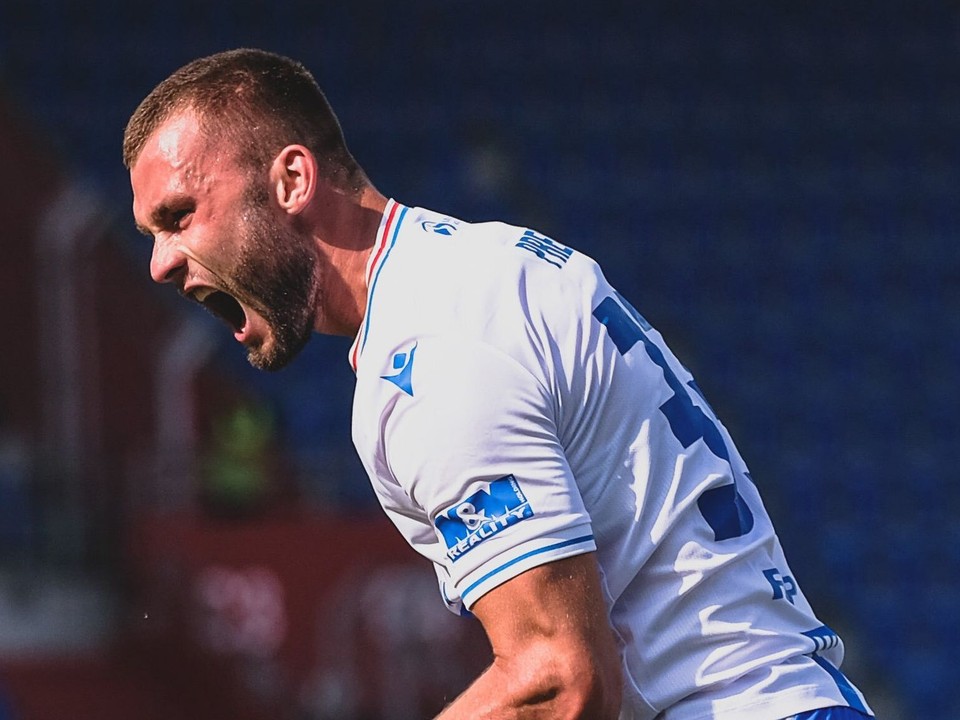 Erik Prekop sa teší po strelenom góle v drese FC Baník Ostrava.