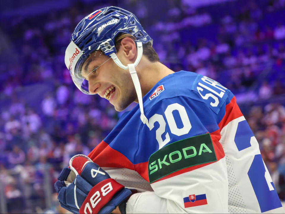 Juraj Slafkovský na MS v hokeji 2024.