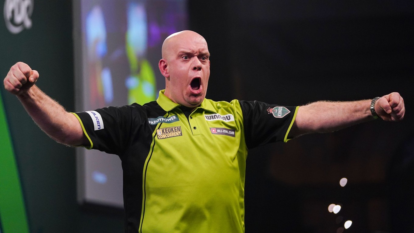 Michael van Gerwen po víťazstve vo štvrťfinále MS v šípkach 2025.