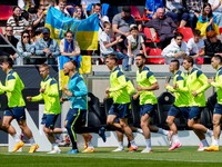 Ukrajinskí futbalisti počas tréningu pred EURO 2024