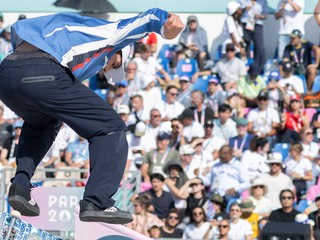 Richard Tury počas finále streetu na olympijských hrách v Paríži.