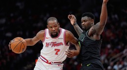 Kevin Durant (7) v drese Houstonu.