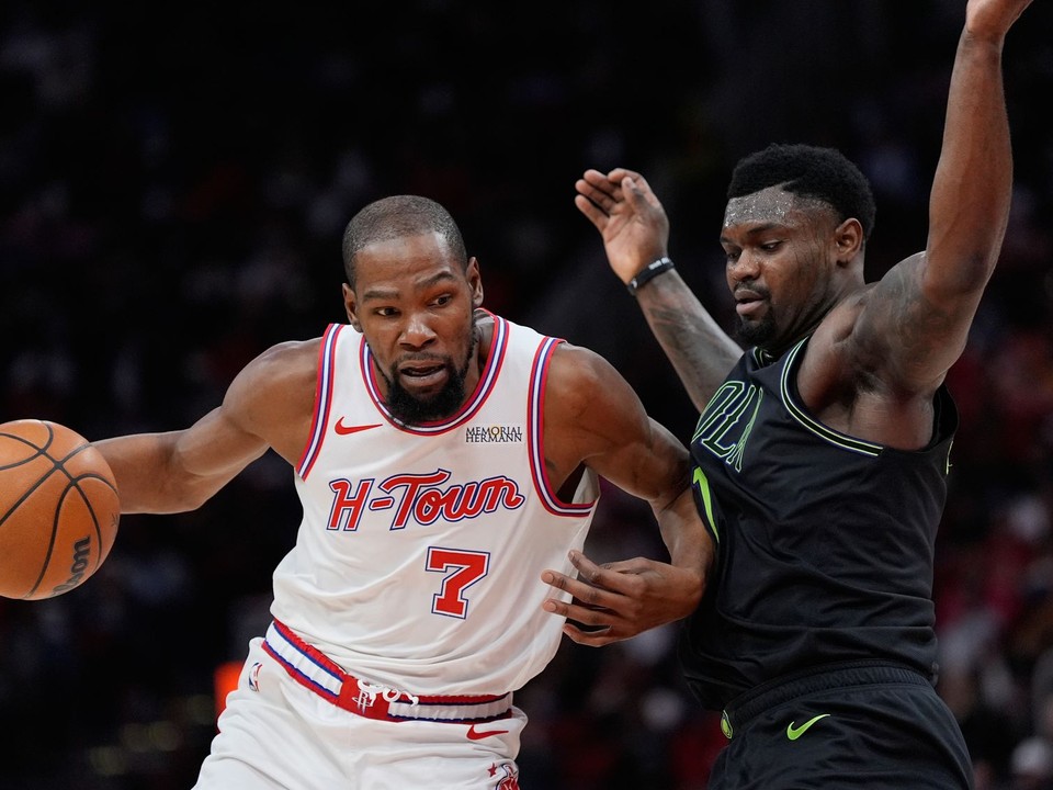 Kevin Durant (7) v drese Houstonu.