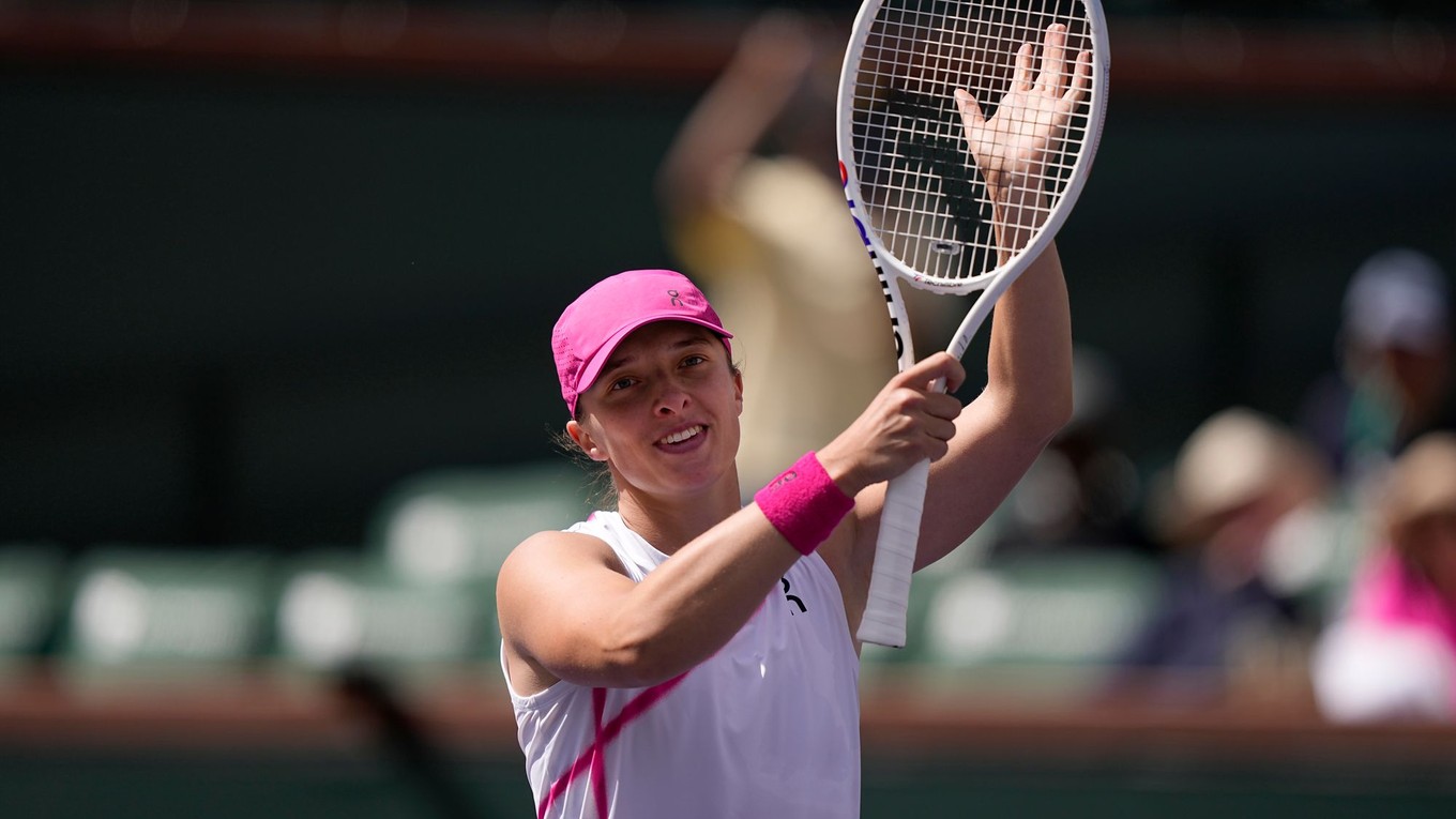 Iga Swiateková na turnaji Indian Wells 2024.