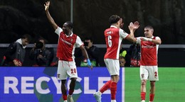 Sporting Braga oslavuje gól. 