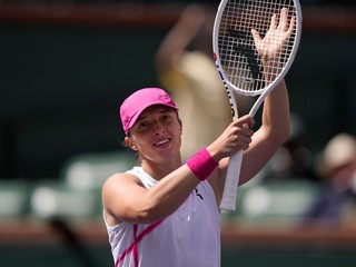 Iga Swiateková na turnaji Indian Wells 2024.