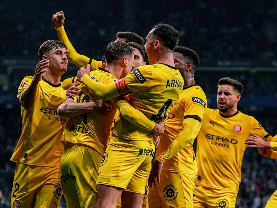 Hráči Girony sa tešia z gólu