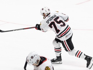 Matúš Spodniak v drese Rockford IceHogs.