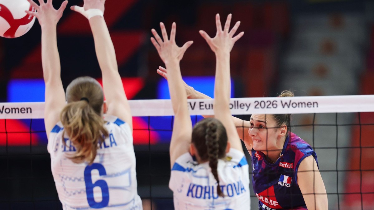 Momentka zo zápasu Slovensko - Francúzsko na ME vo volejbale žien 2026. 