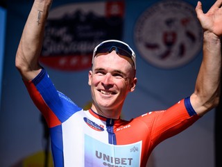 Lukáš Kubiš počas pretekov Okolo Slovenska 2025.