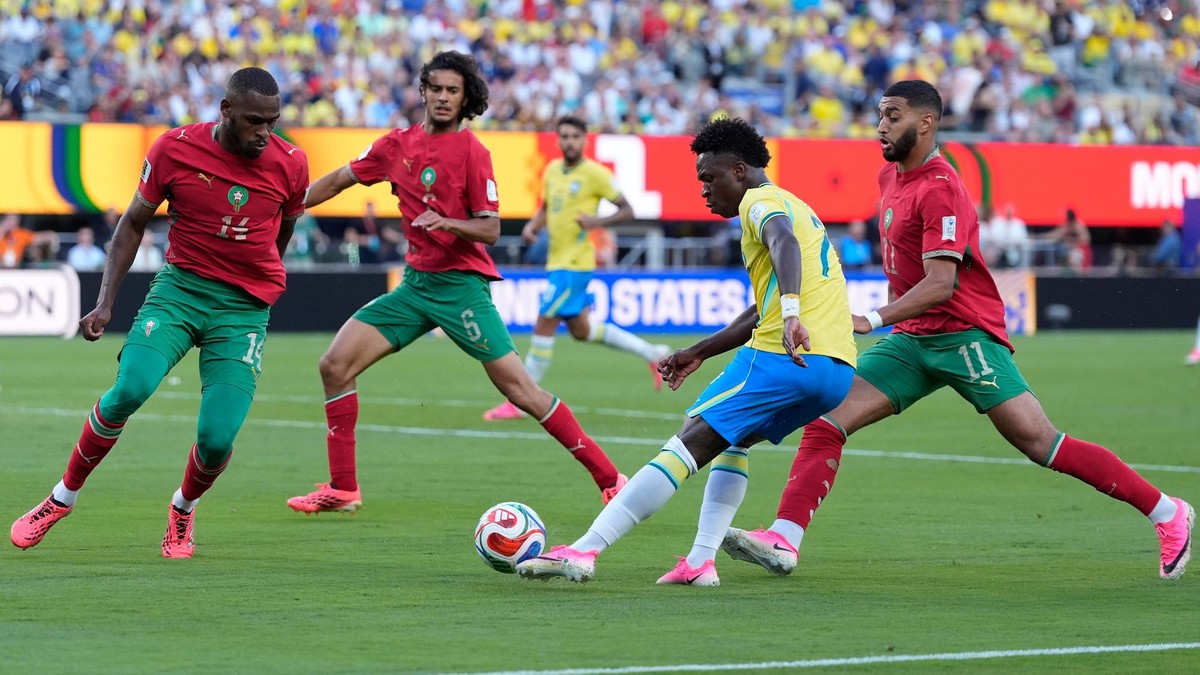 Vinicius Junior (7) v zápase Brazília - Maroko na MS vo futbale 2026.