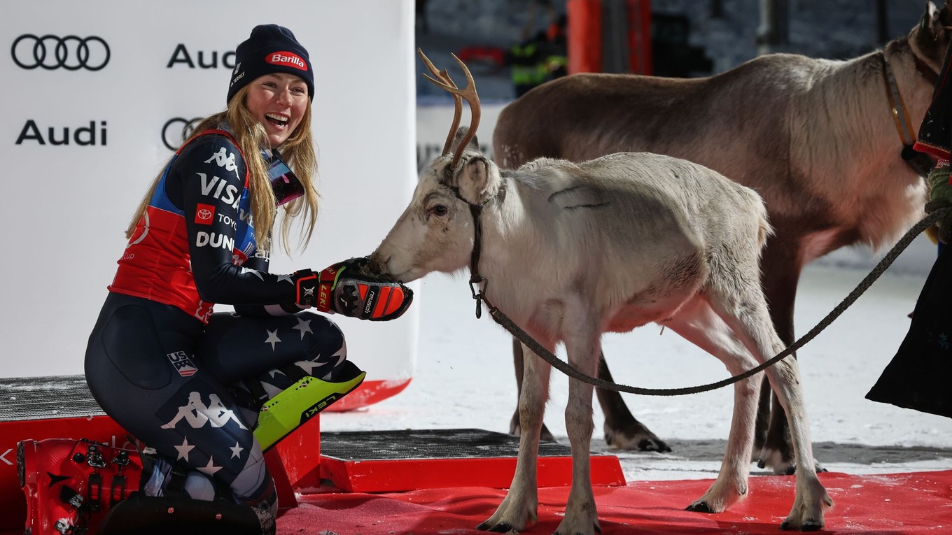 Mikaela Shiffrinová so sobom.