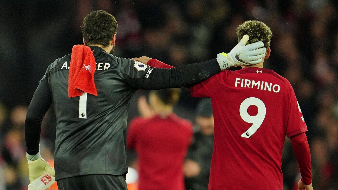 Alisson a Roberto Firmino z FC Liverpool.