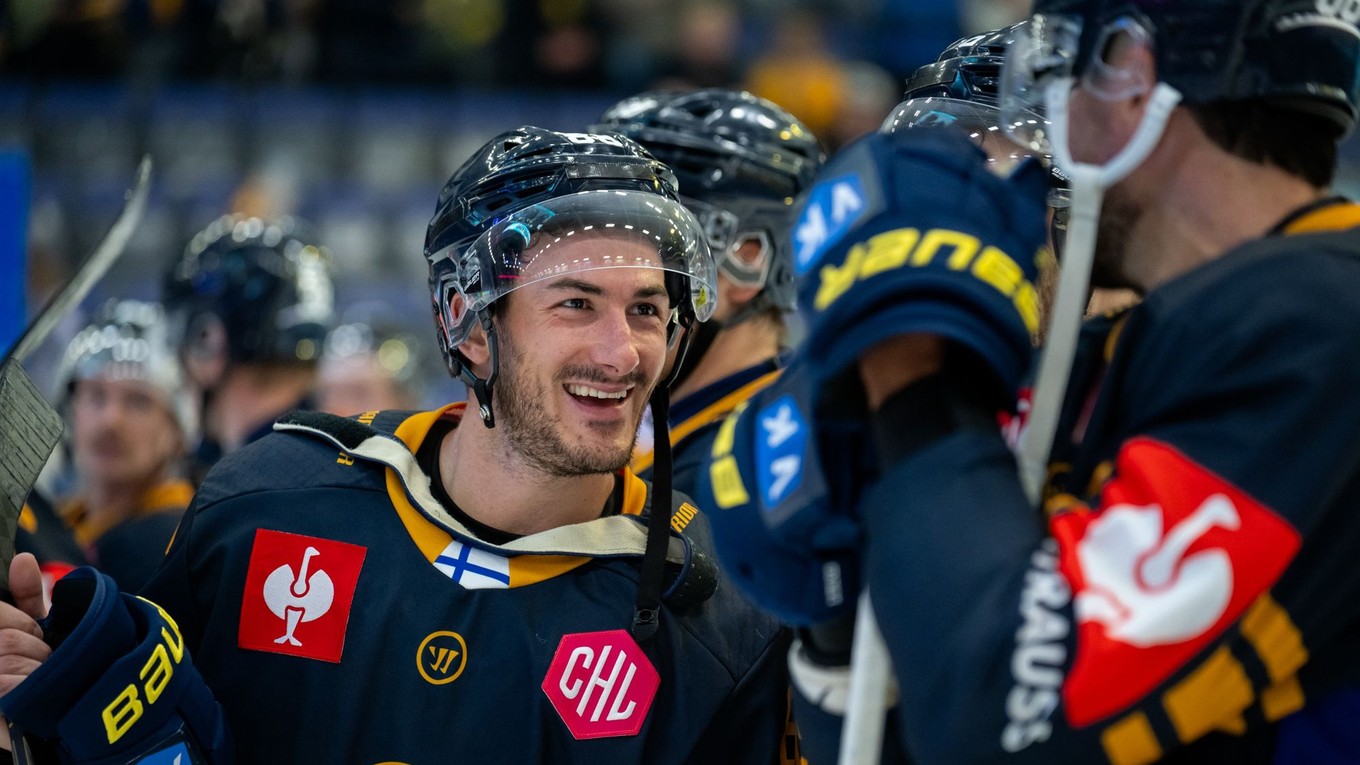 Radosť hokejistov Lukko Rauma po víťazstve v zápase Ligy majstrov.