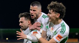 Radosť futbalistov Prešova z gólu 