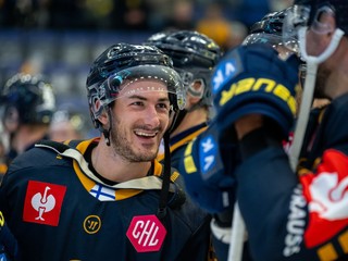 Radosť hokejistov Lukko Rauma po víťazstve v zápase Ligy majstrov.