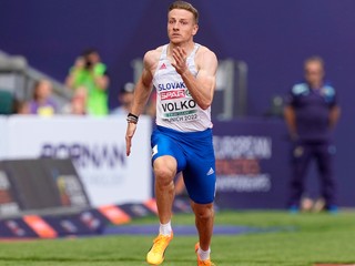 Slovenský šprintér Ján Volko v behu na 200 metrov na ME v atletike 2022.