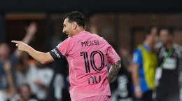 Futbalista Interu Miami Lionel Messi sa teší z gólu.