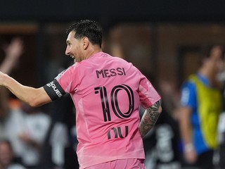 Futbalista Interu Miami Lionel Messi sa teší z gólu.