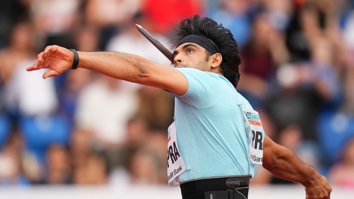 Neeraj Chopra na Zlatej tretre 2025 v Ostrave. 