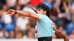 Neeraj Chopra na Zlatej tretre 2025 v Ostrave. 