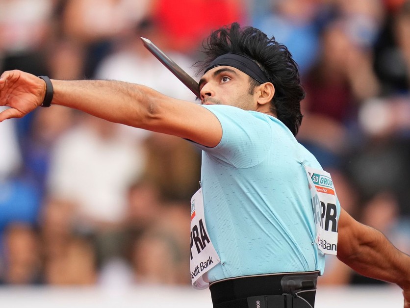 Neeraj Chopra na Zlatej tretre 2025 v Ostrave. 