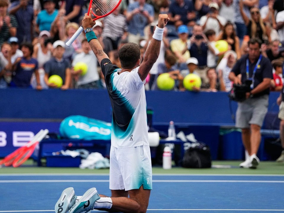 Flavio Cobolli oslavuje víťazstvo na US Open 2026.