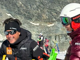 Tréner Mauro Pini a Petra Vlhová.