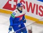Kristián Pospíšil (Slovensko) sa teší z gólu počas zápasu základnej B-skupiny Slovensko - Nórsko na MS v hokeji 2026.