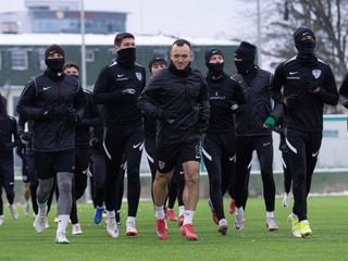 Futbalisti MŠK Žilina počas prvého tréningu v zimnej príprave na jarnú časť futbalovej Niké ligy.