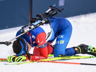Ema Kapustová v cieli šprintu v rámci IBU Cupu v Osrblí. 