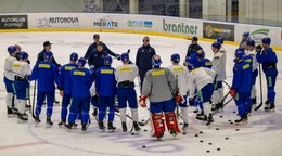 Slovenský hokejový reprezentačný tím mužov počas tréningu na zraze slovenskej hokejovej reprezentácie pred blížiacim sa Vianočným Kaufland Cupom.