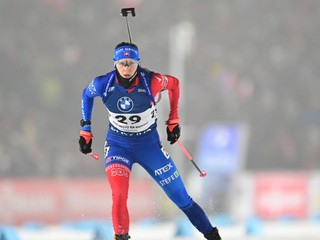 Mária Remeňová počas skrátených vytrvalostných pretekov žien na 12,5 km 6. kola svetového pohára v biatlone v Novom Meste na Morave.