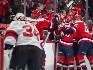 Washington Capitals oslavuje gól.