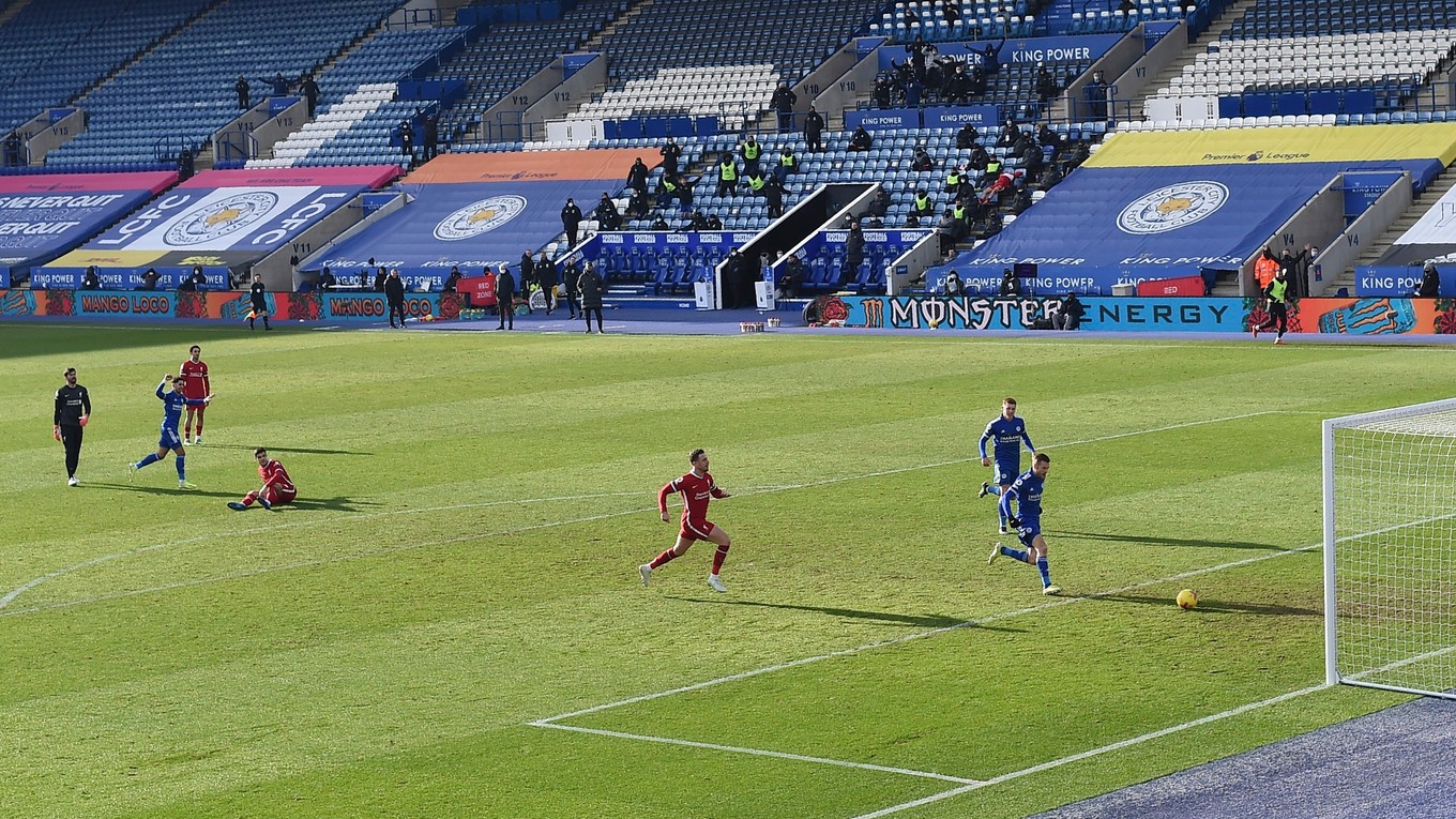 Momentka zo zápasu Leicester City - Liverpool FC.