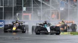 Zľava Max Verstappen, George Russell a Lando Norris počas Veľkej ceny Kanady 2024.